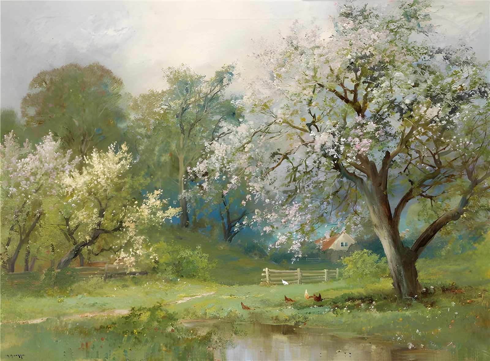 Spring Blossom Serenity Landscape Wall Art