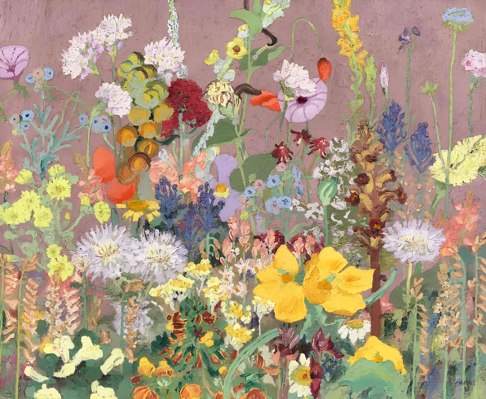 Vibrant Garden Floral Landscape Wall Art