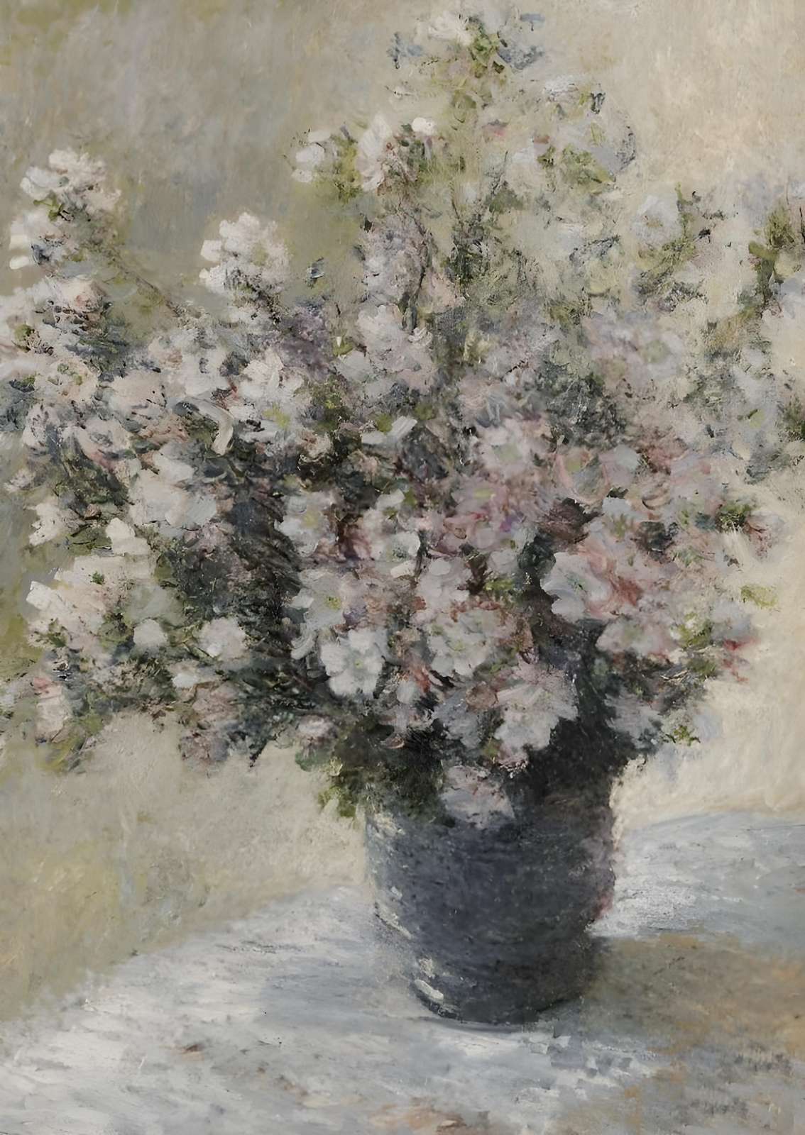 Soft White Floral Arrangement Oil Painting Wall Art