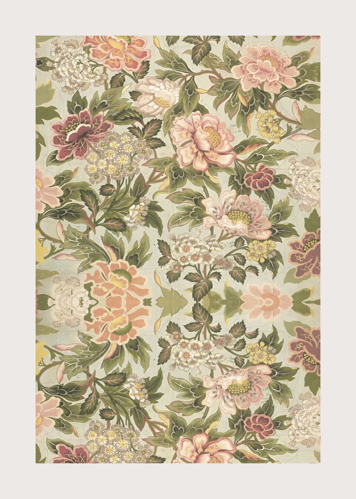 Vintage Floral Peony Botanical Wall Art