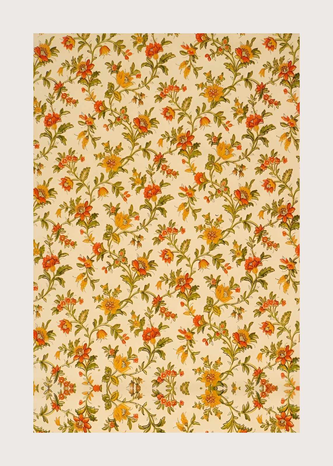 Vintage Floral Botanical Orange Yellow Wall Art