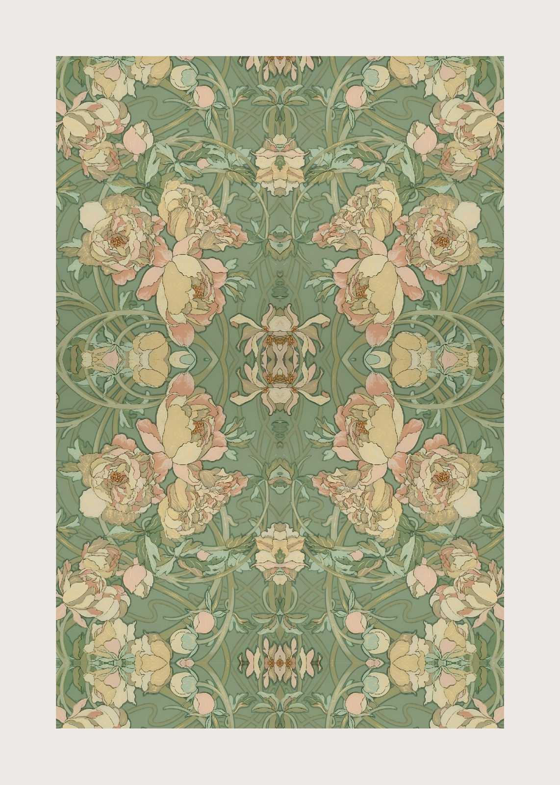 Art Nouveau Peony Floral Wall Art Wall Art