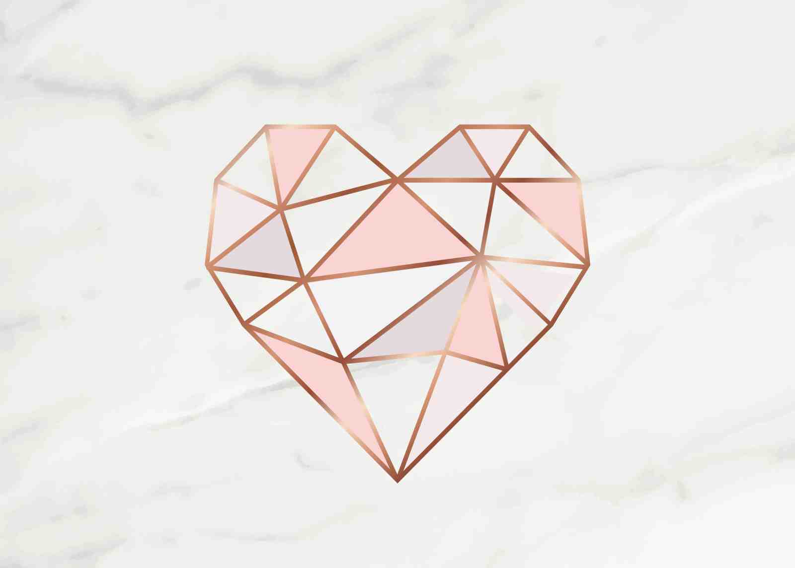 Geometric Rose Gold Heart Marble Wall Art