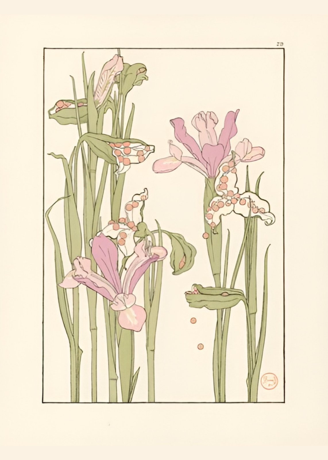 Art Nouveau Iris Floral Wall Art Wall Art