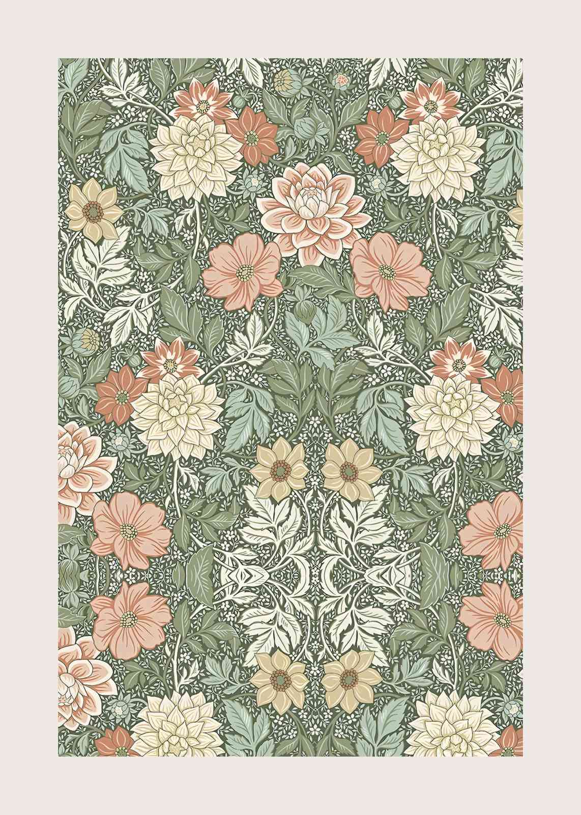 Vintage Floral Dahlias Wall Art