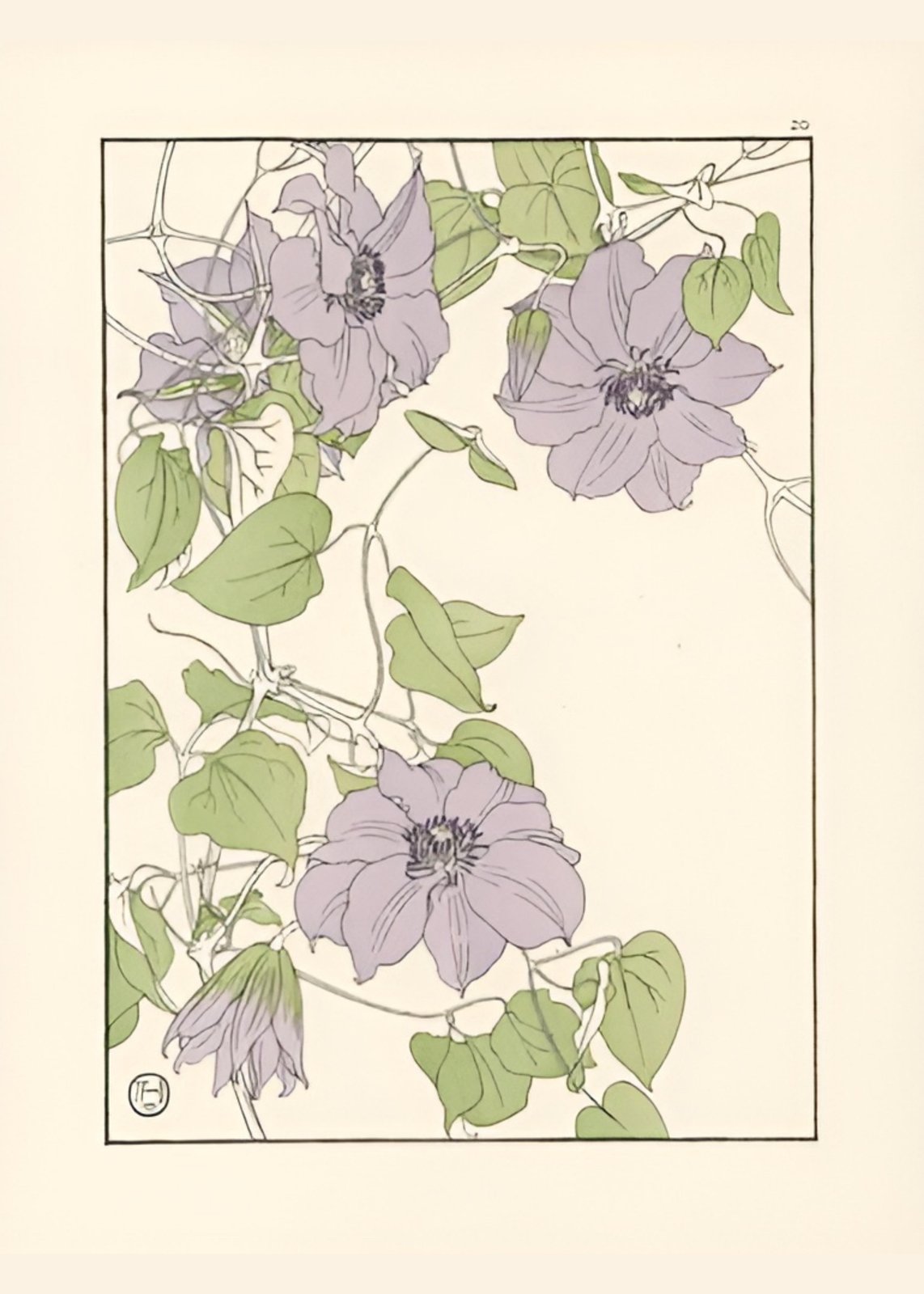 Elegant Lavender Floral Art Nouveau Wall Art