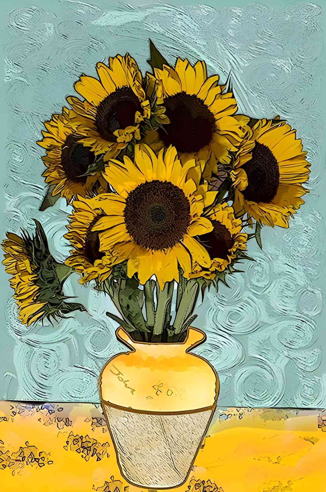 Vibrant Sunflowers in Yellow Vase Wall Art