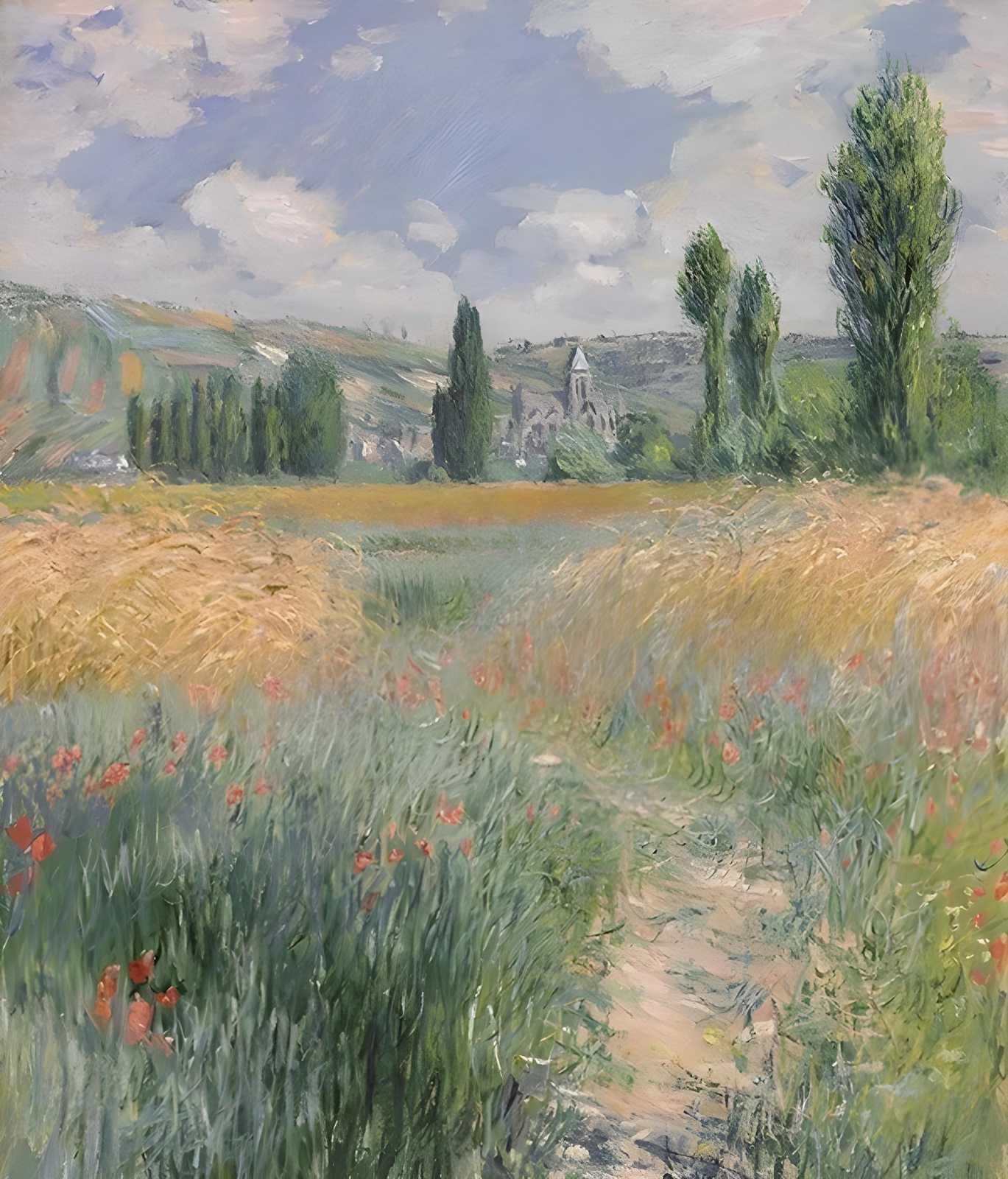 Poppy Field Landscape Monet Style Wall Art