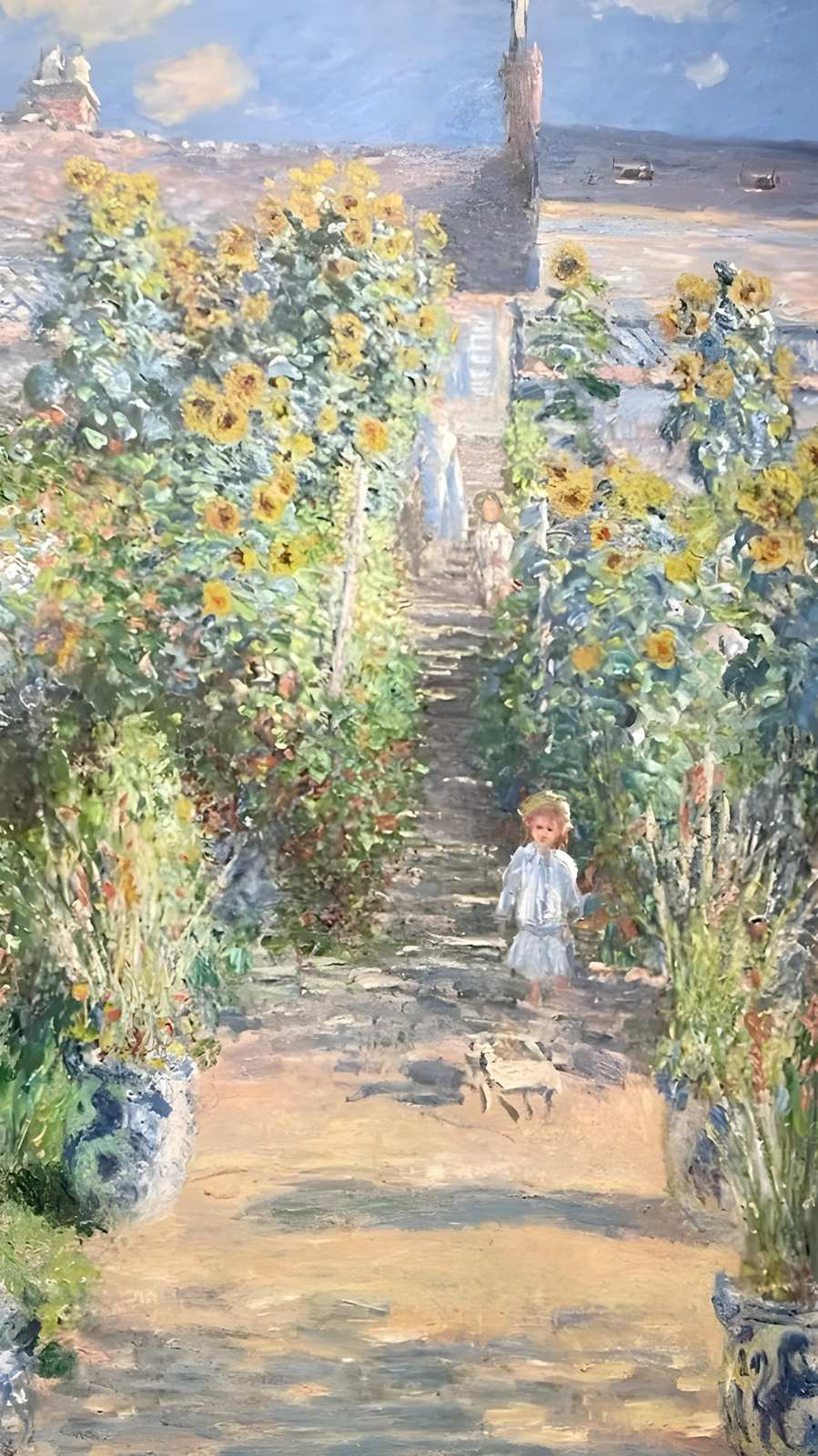 Sunflowers Garden Path Impressionist Wall Art