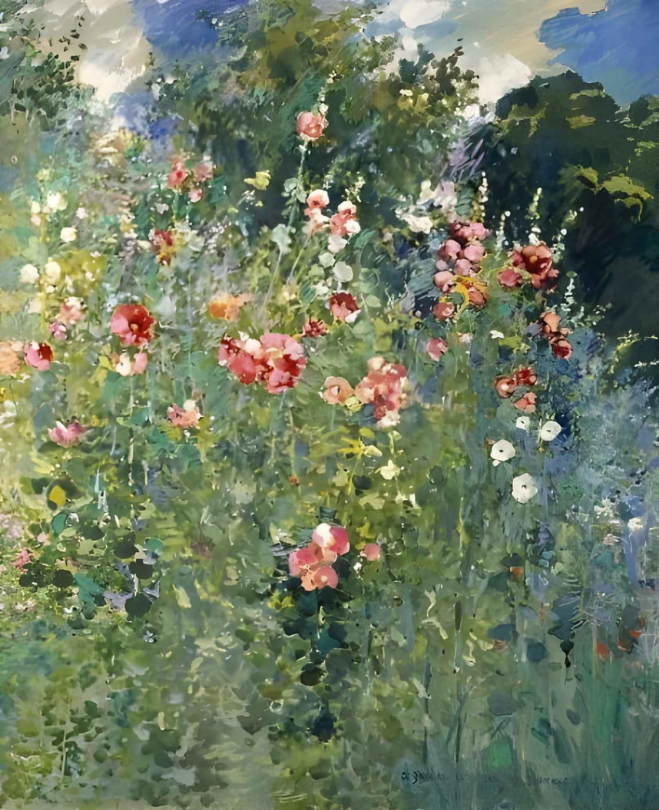 Impressionist Rose Garden Floral Wall Art