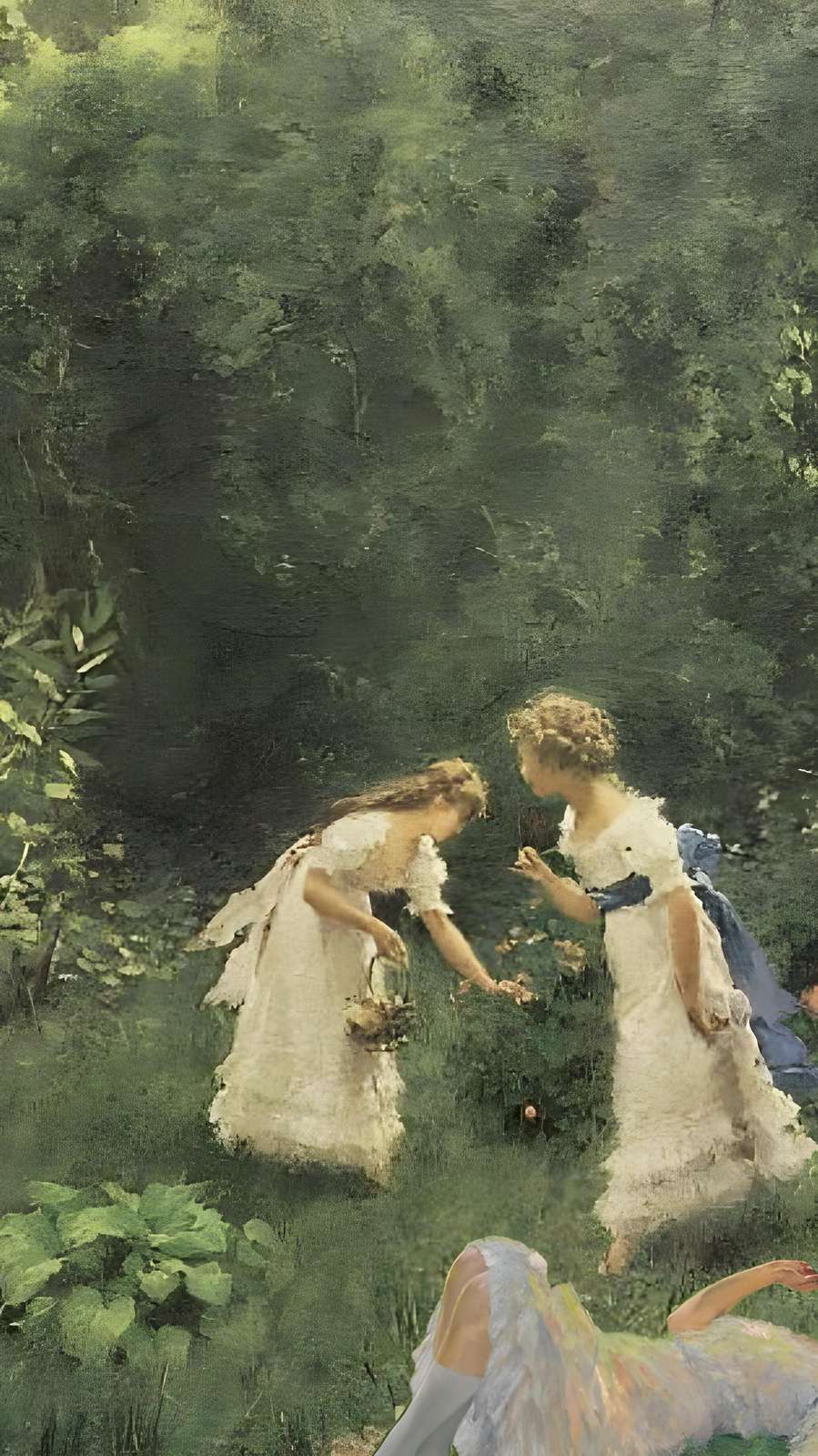Enchanted Garden Girls Vintage Art Wall Art