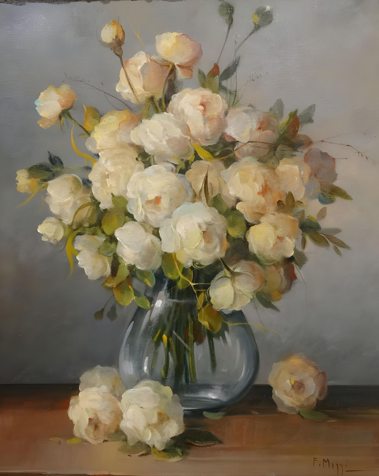 Elegant Rose Still Life Oil Painting Wall Art