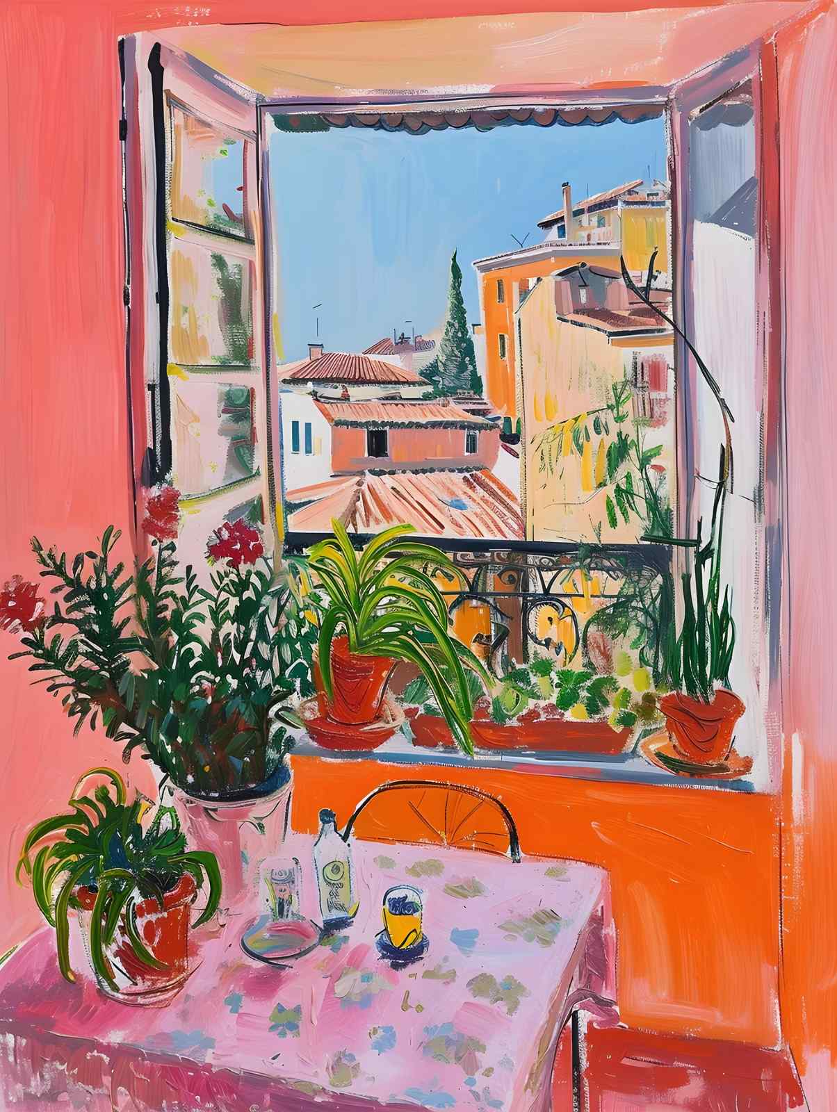 Vibrant Mediterranean Balcony Wall Art