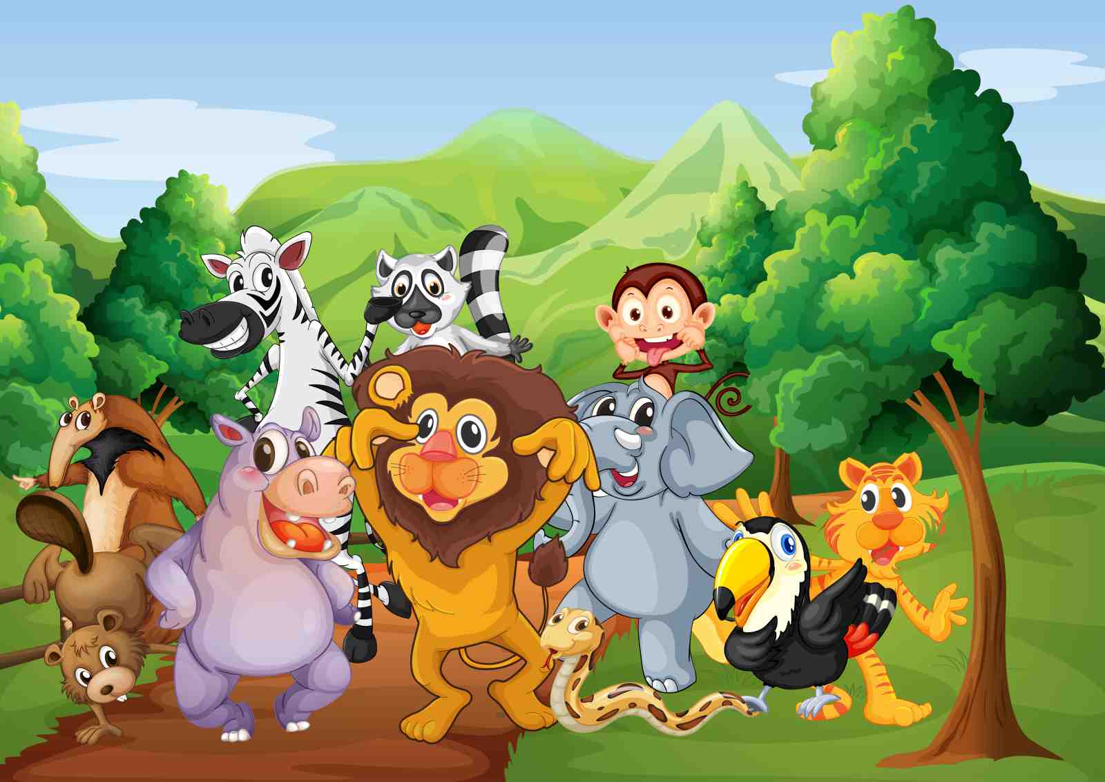 Jungle Friends Safari Animals Wall Art