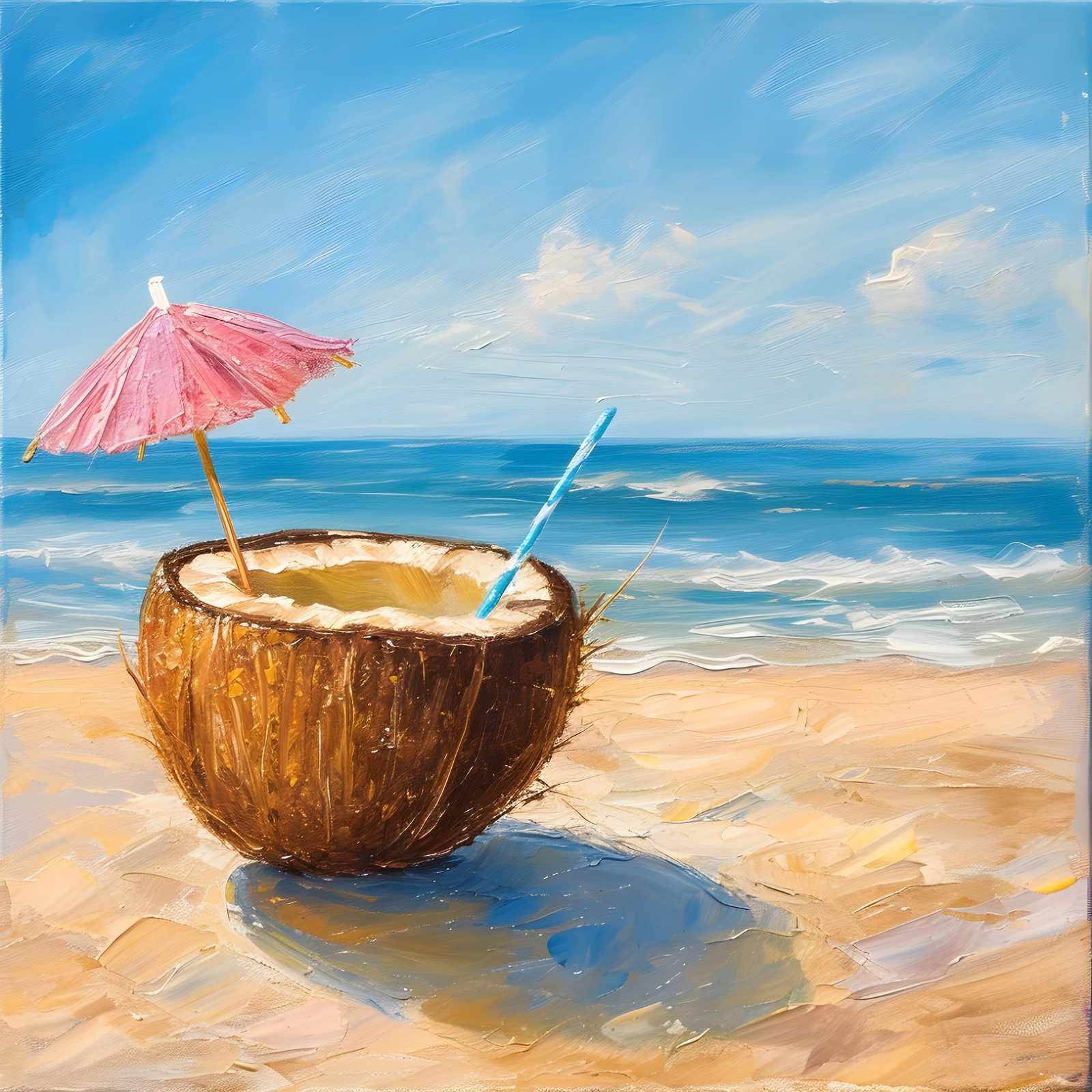Tropical Coconut Beach Scene Wall Art