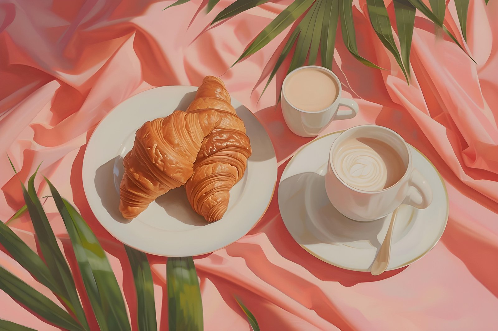 Elegant Croissant & Coffee Morning Wall Art