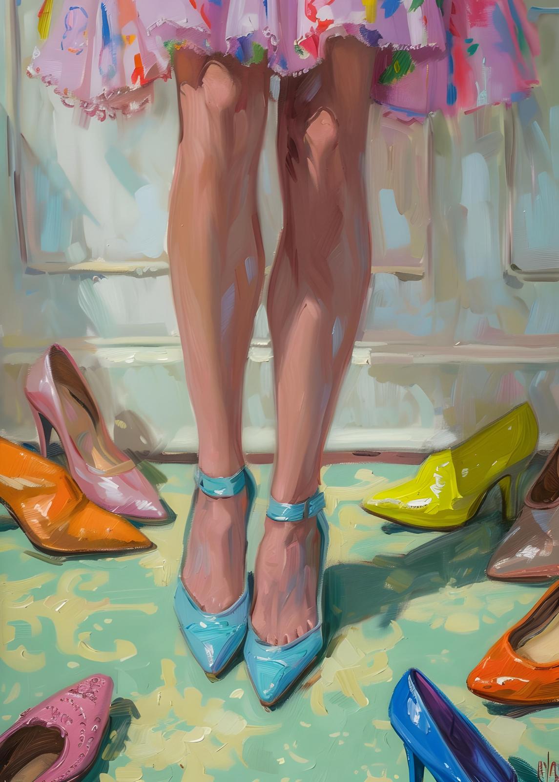 Vibrant Shoe Selection Wall Art