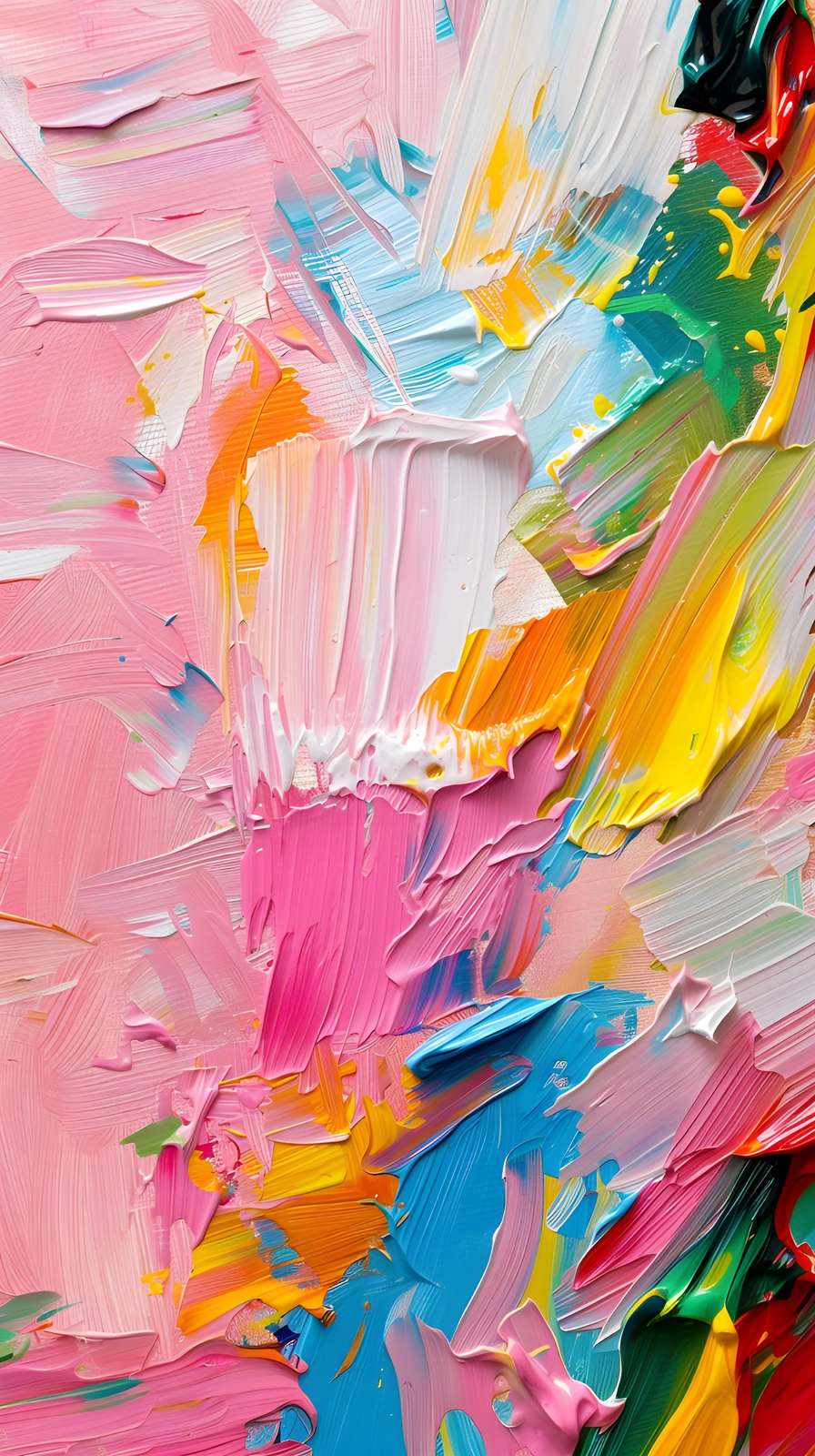 Vibrant Abstract Impasto Pink & Blue Wall Art
