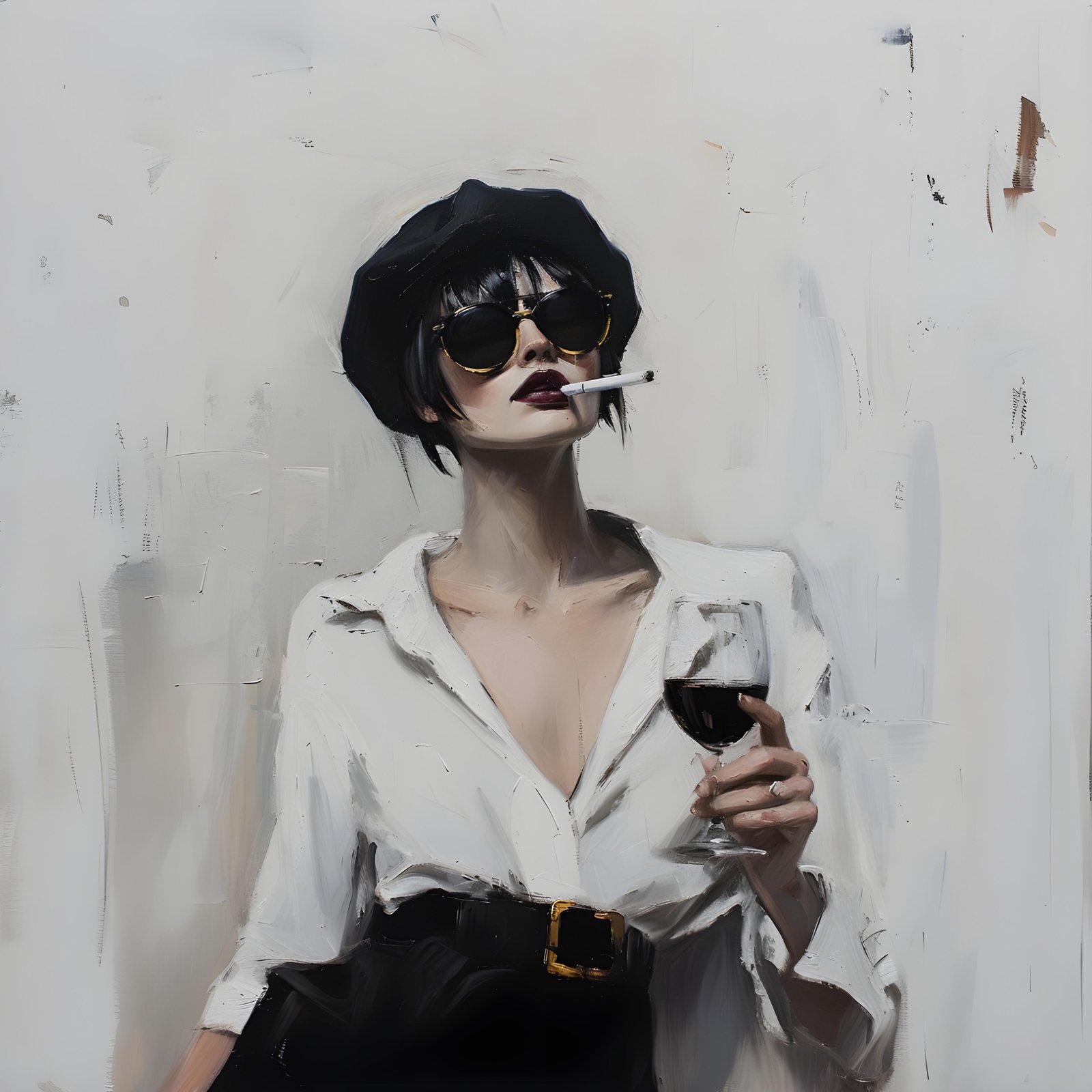 Chic Parisian Woman with Wine Wall Art
