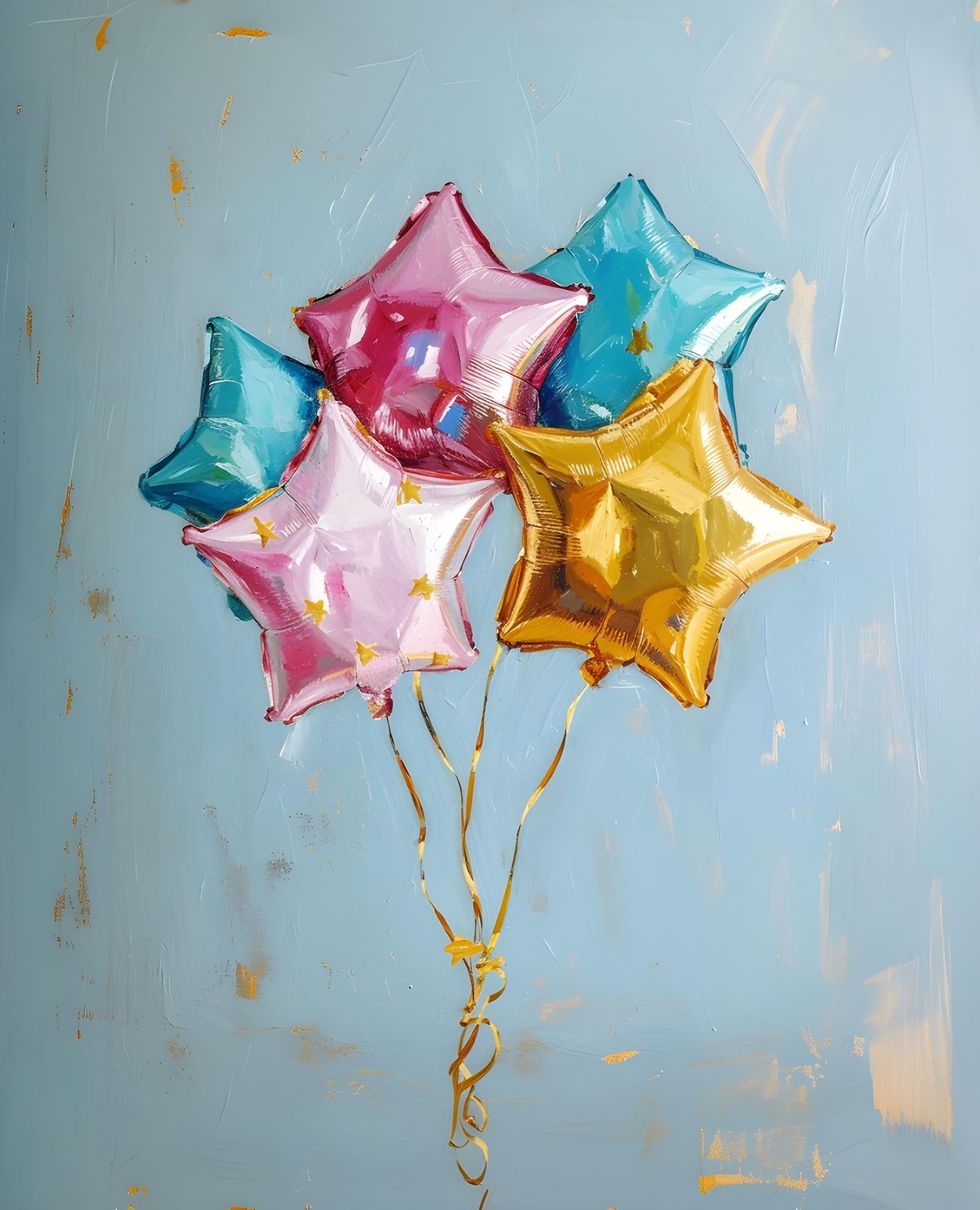 Whimsical Star Balloons Wall Art for Celebration