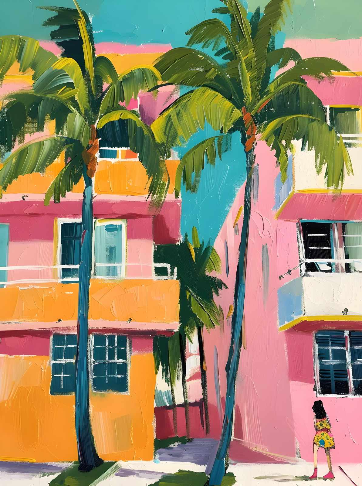 Vibrant Miami Beach Palm Trees Wall Art