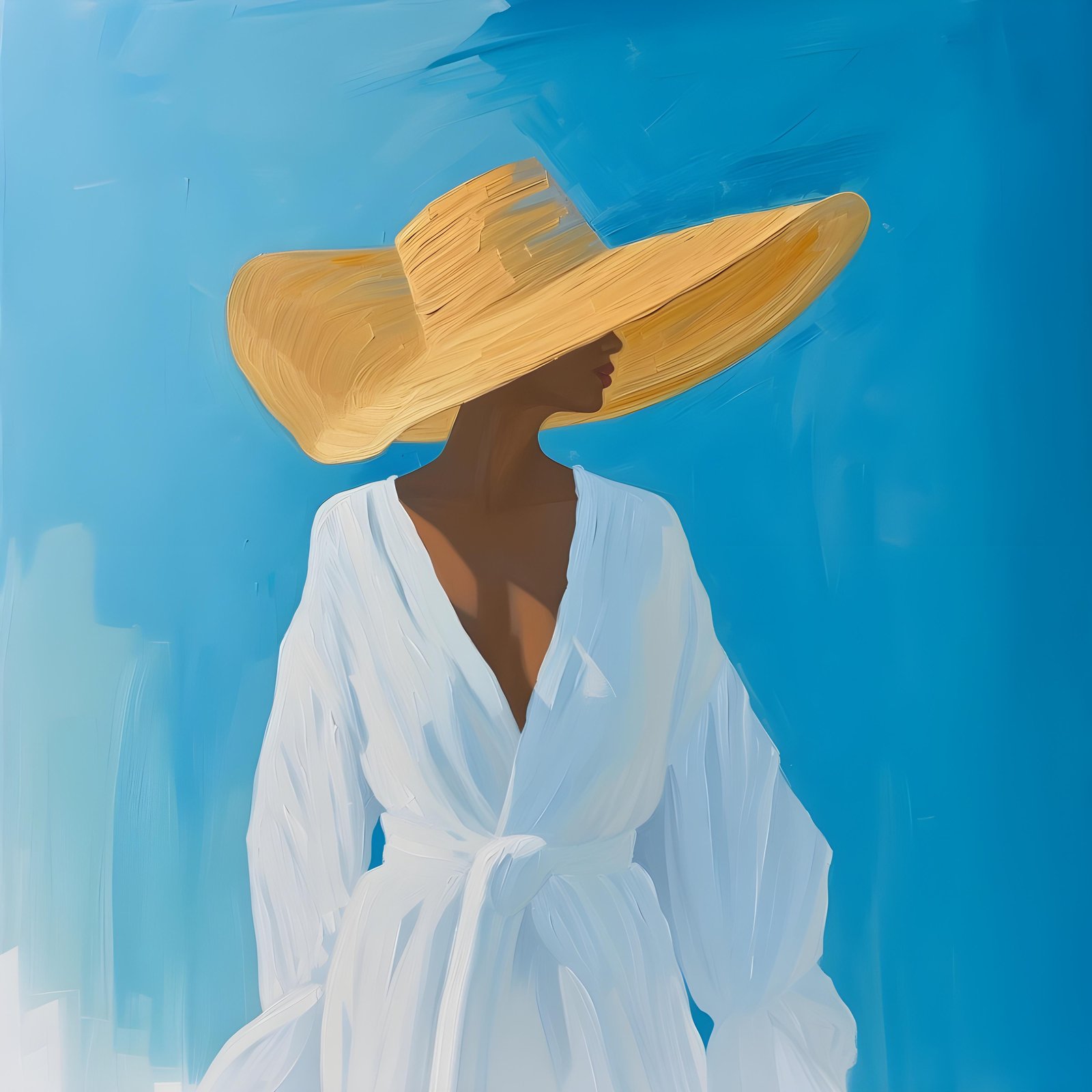 Sun-Kissed Serenity: Beach Hat Woman Wall Art