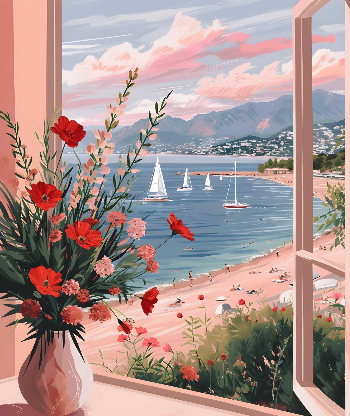 Coastal Bliss Floral View Wall Art