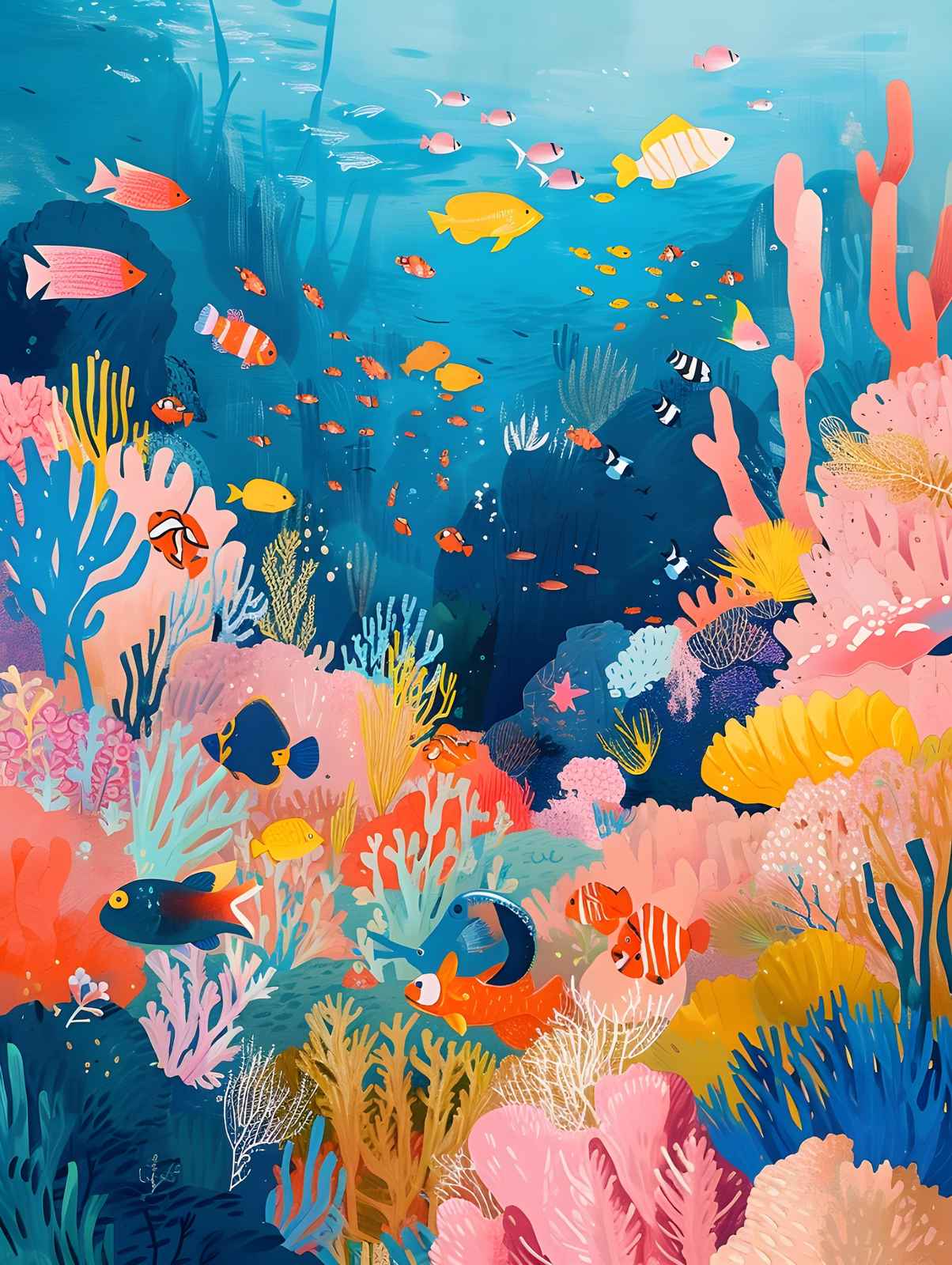 Vibrant Coral Reef Fish Wall Art