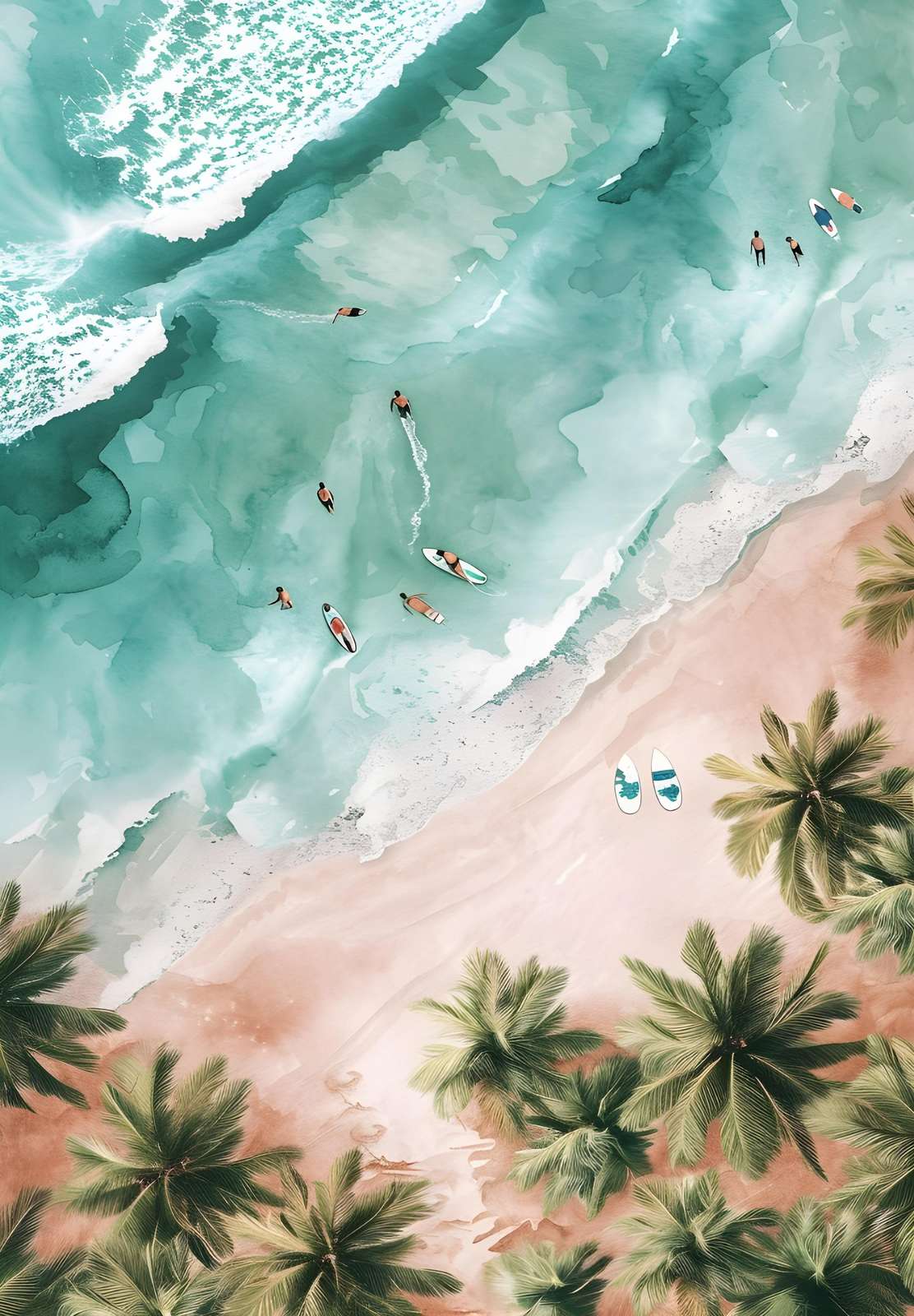 Coastal Serenity Surfing Vibes Wall Art