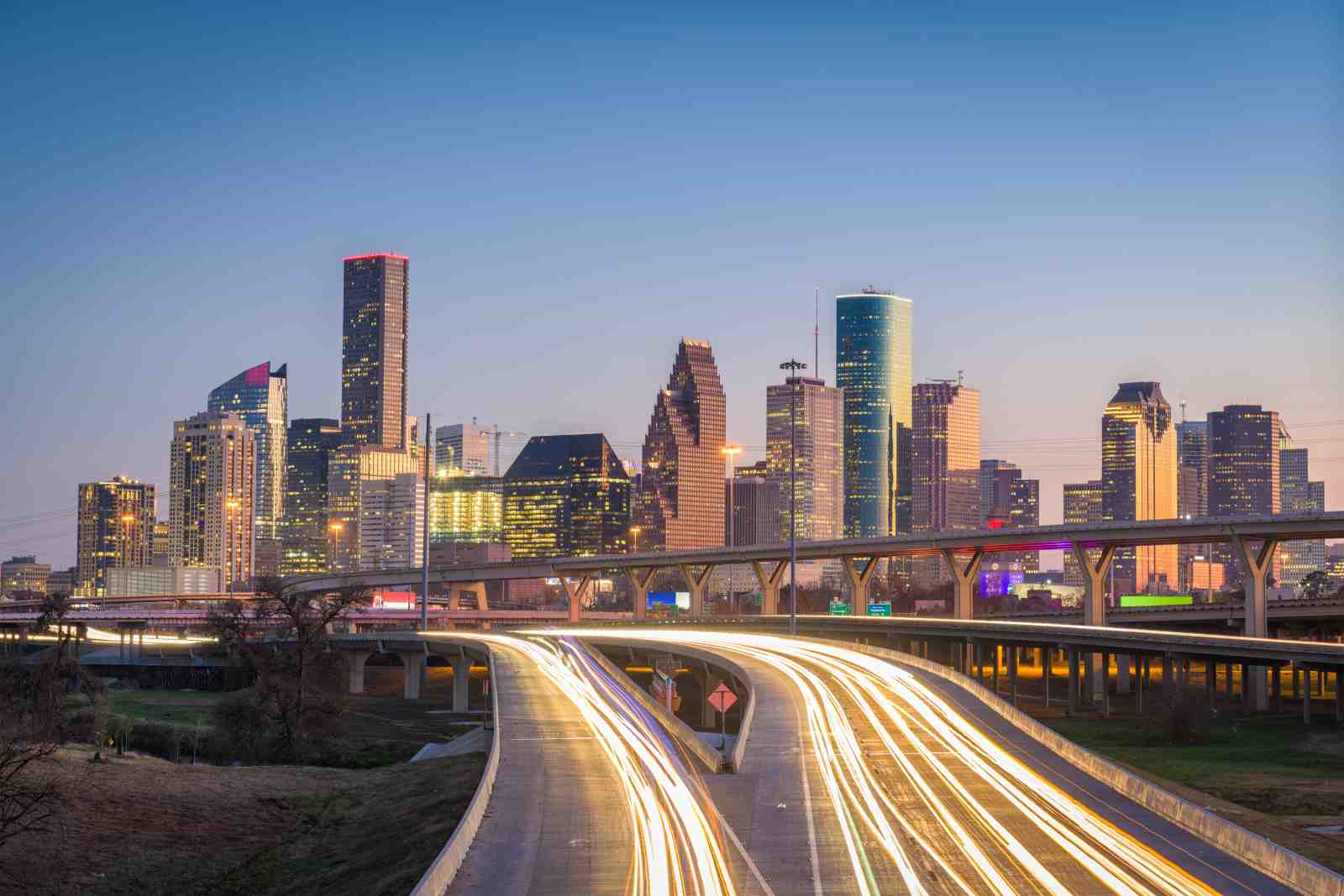 Houston Skyline Night Cityscape Wall Art