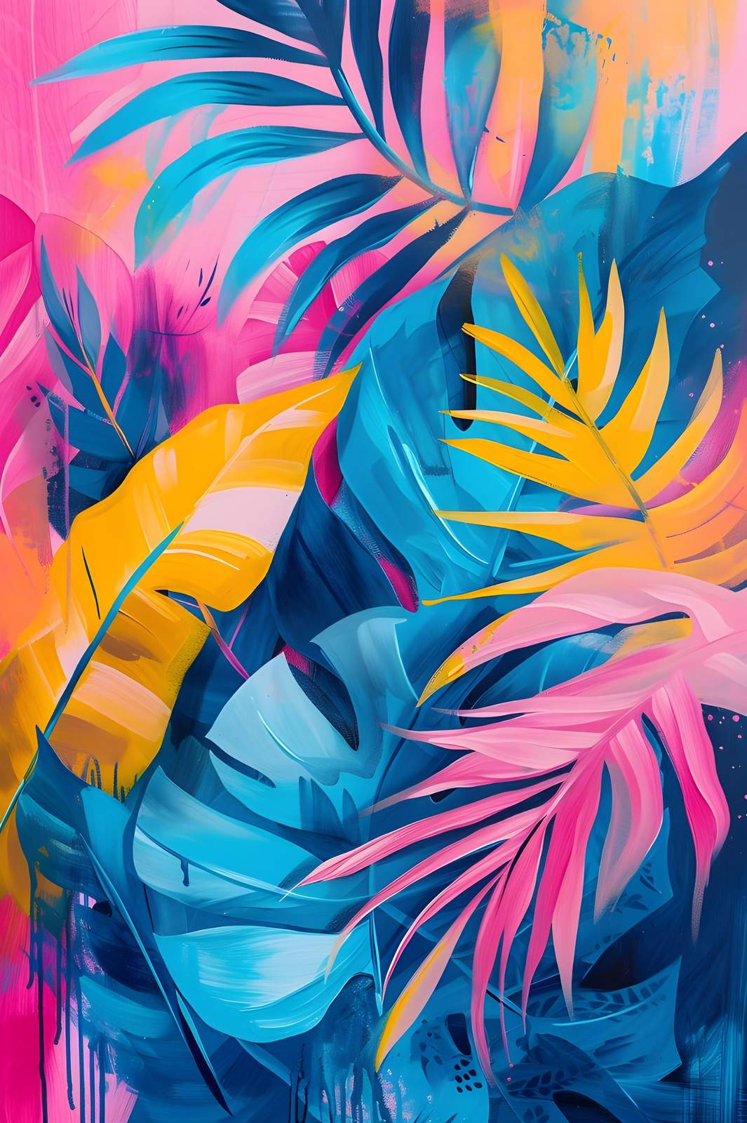 Vibrant Tropical Leaves Wall Art
