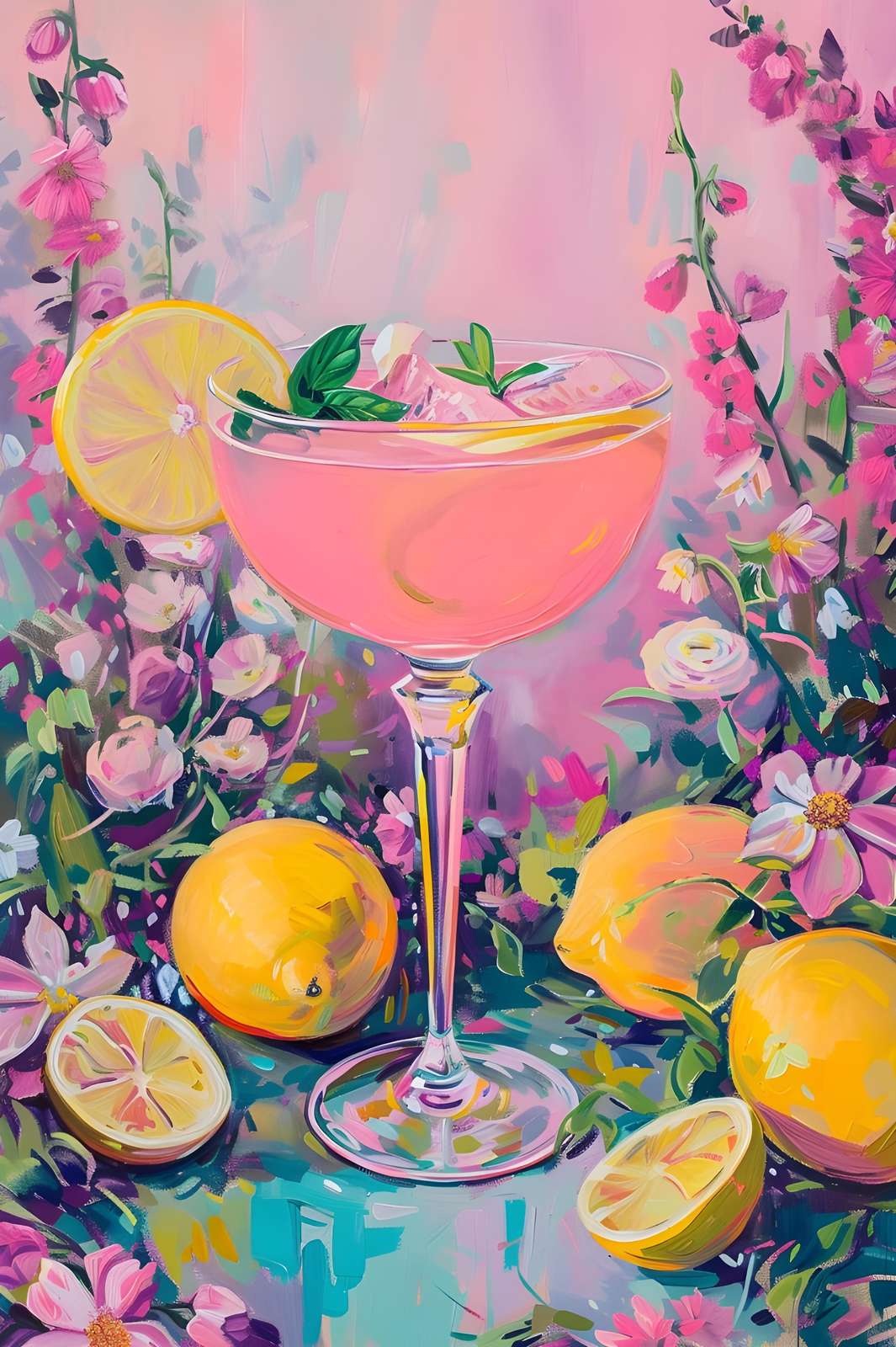 Pink Lemonade & Flowers Wall Art