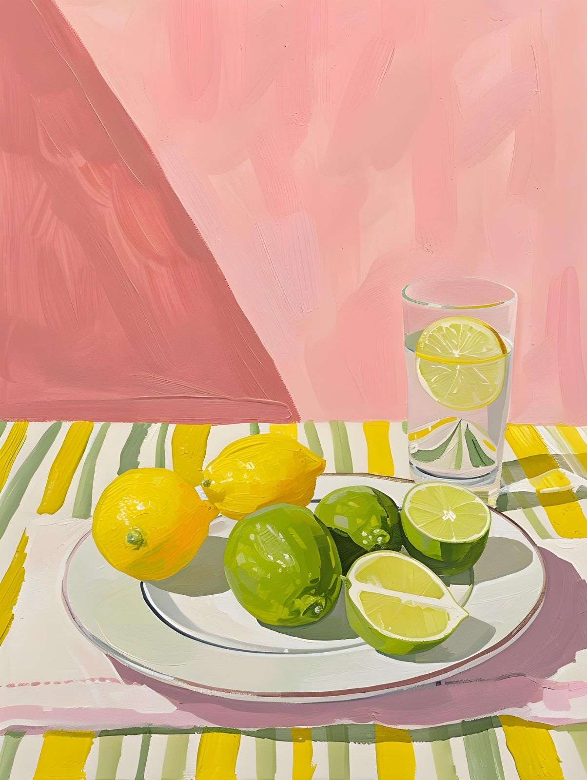 Vibrant Citrus Refreshment Lemon Lime Wall Art