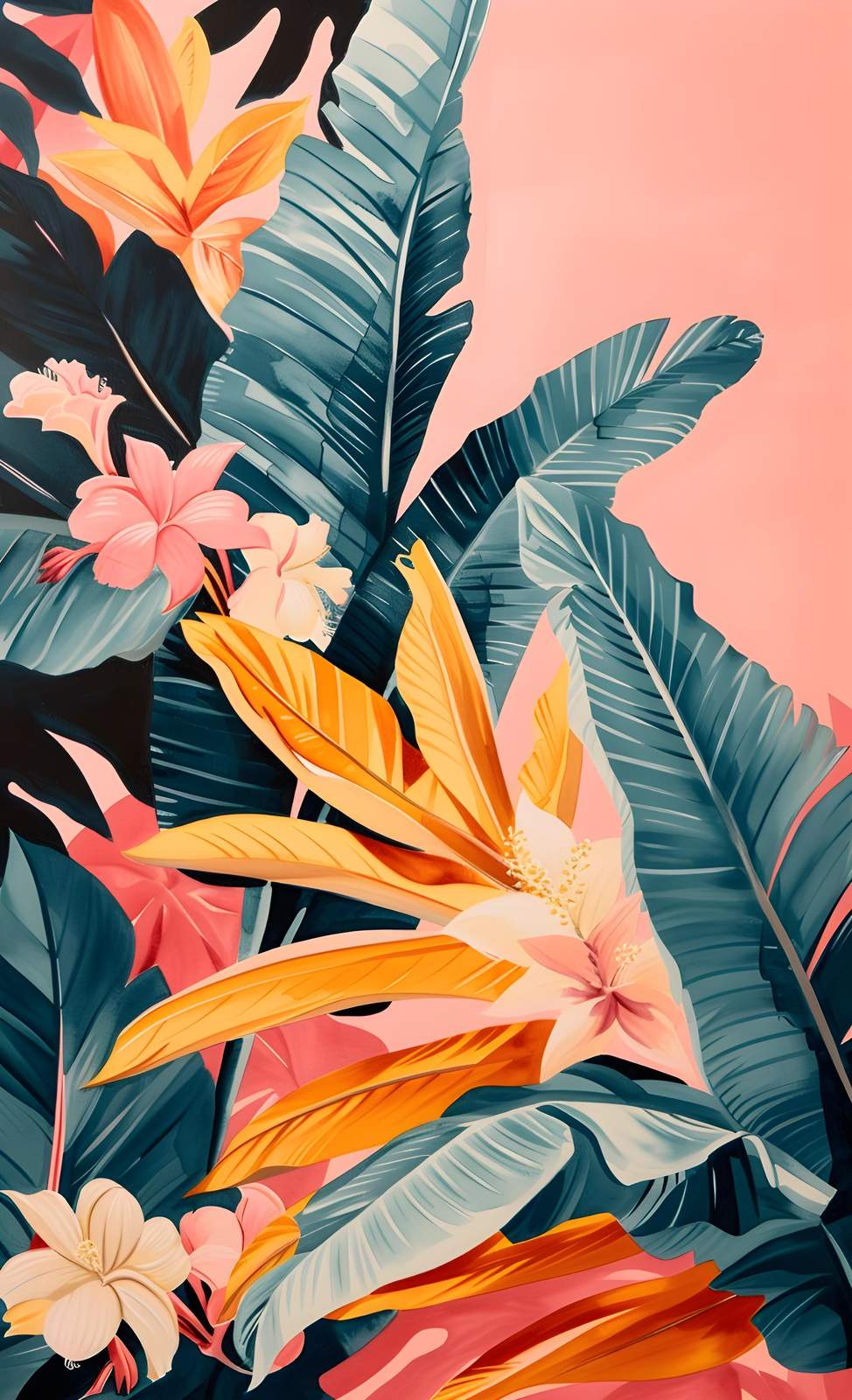 Vibrant Tropical Paradise Floral Wall Art