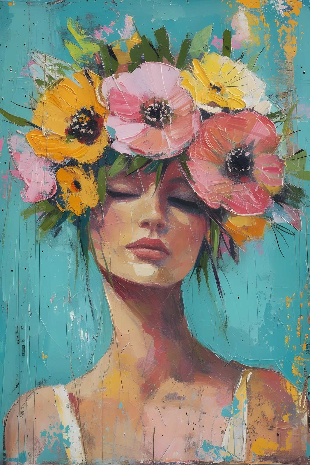 Bohemian Floral Portrait Wall Art