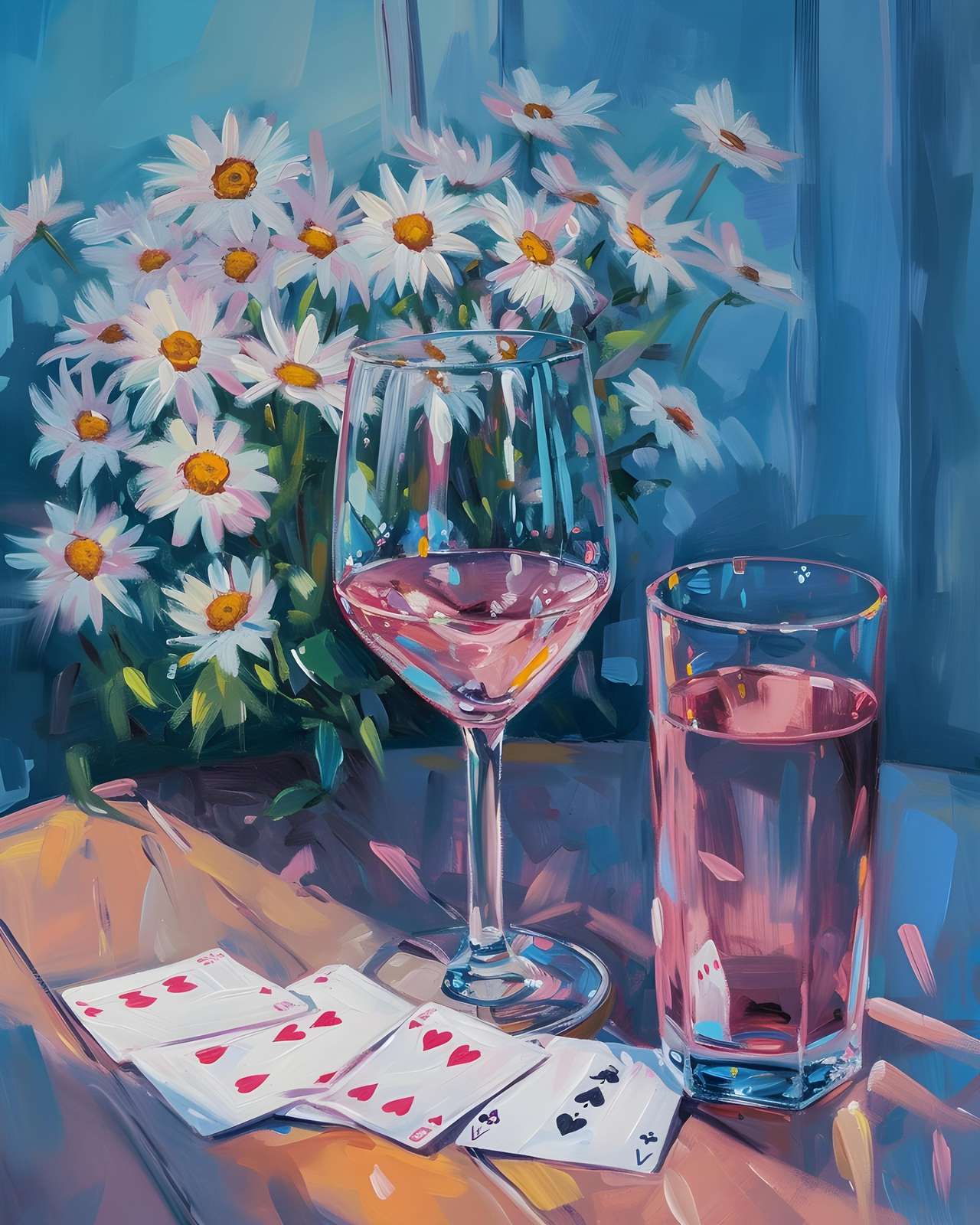 Daisy & Wine Still Life Wall Art