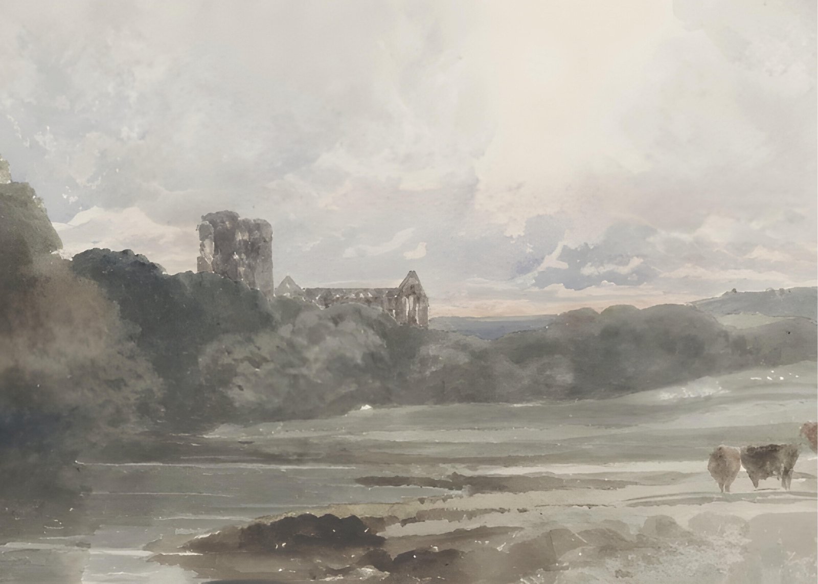 Serene Rural Abbey Landscape Wall Art