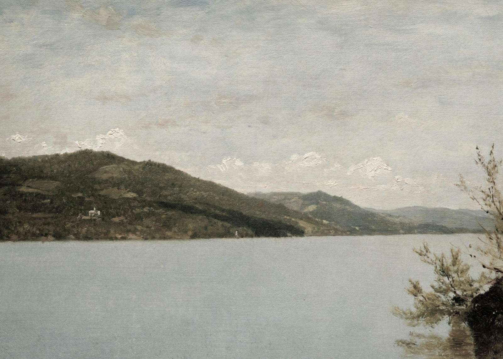 Tranquil Lakeside Landscape Oil Painting Wall Art