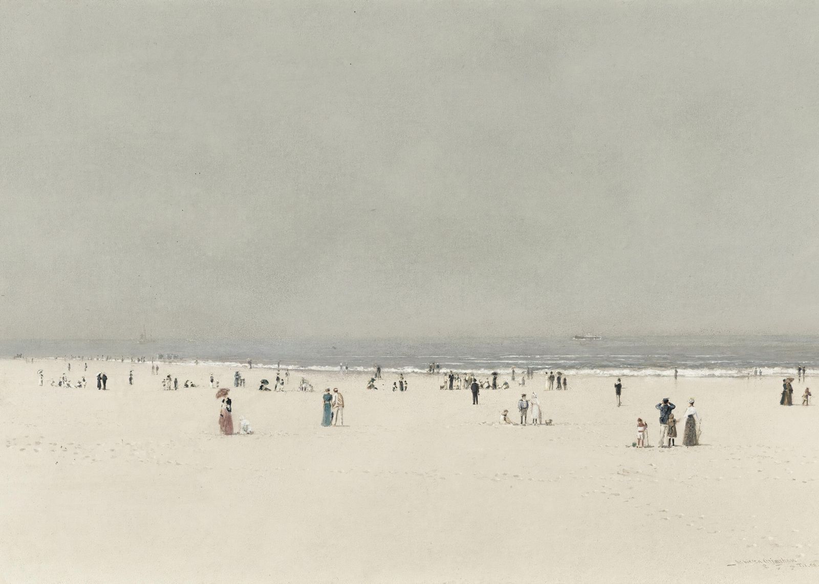 Serene Beach Scene Vintage Wall Art