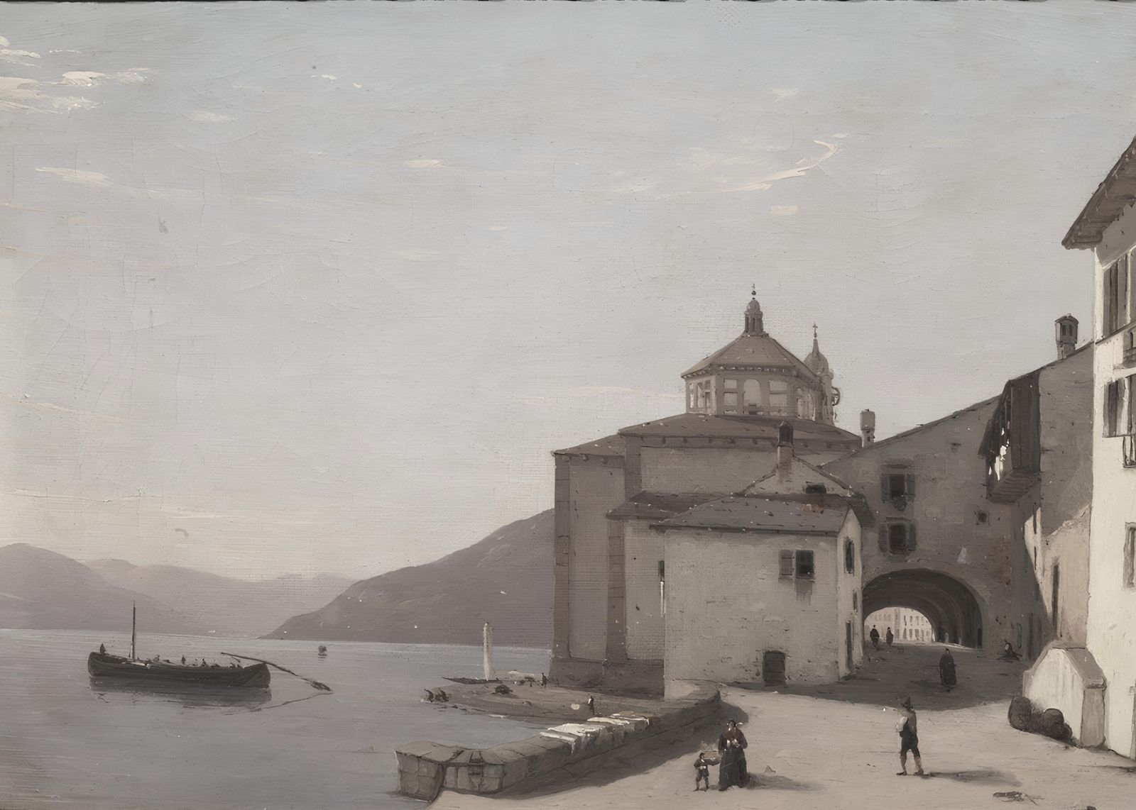 Serene Lakeside Italian Village Wall Art