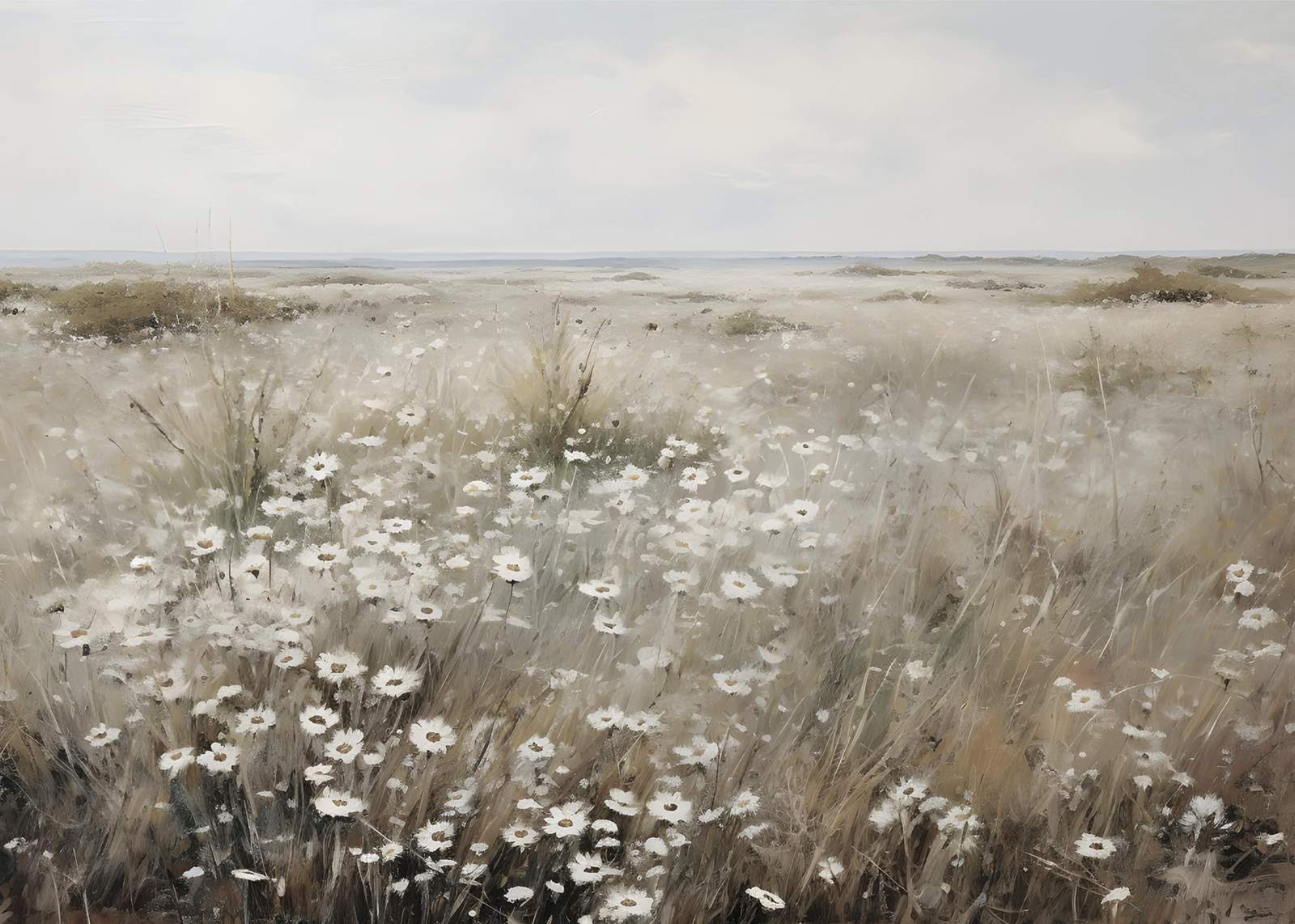 Serene Meadow Daisy Field Wall Art