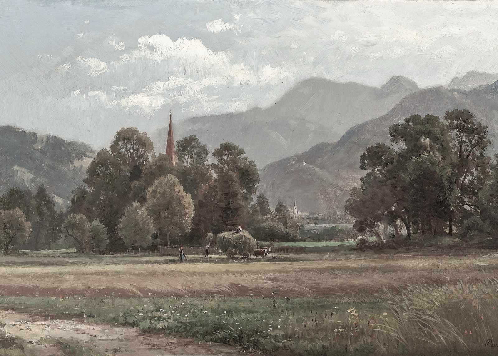 Serene Pastoral Landscape Oil Painting Wall Art
