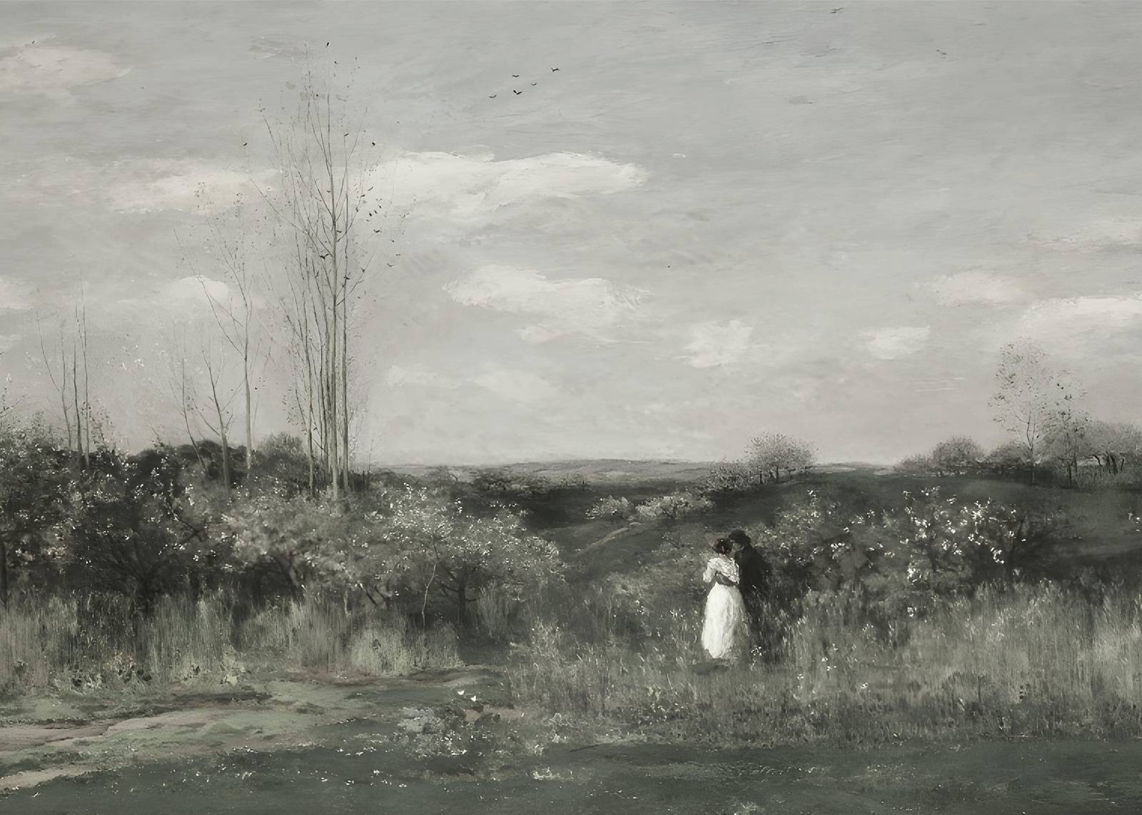 Romantic Meadow Embrace Wall Art