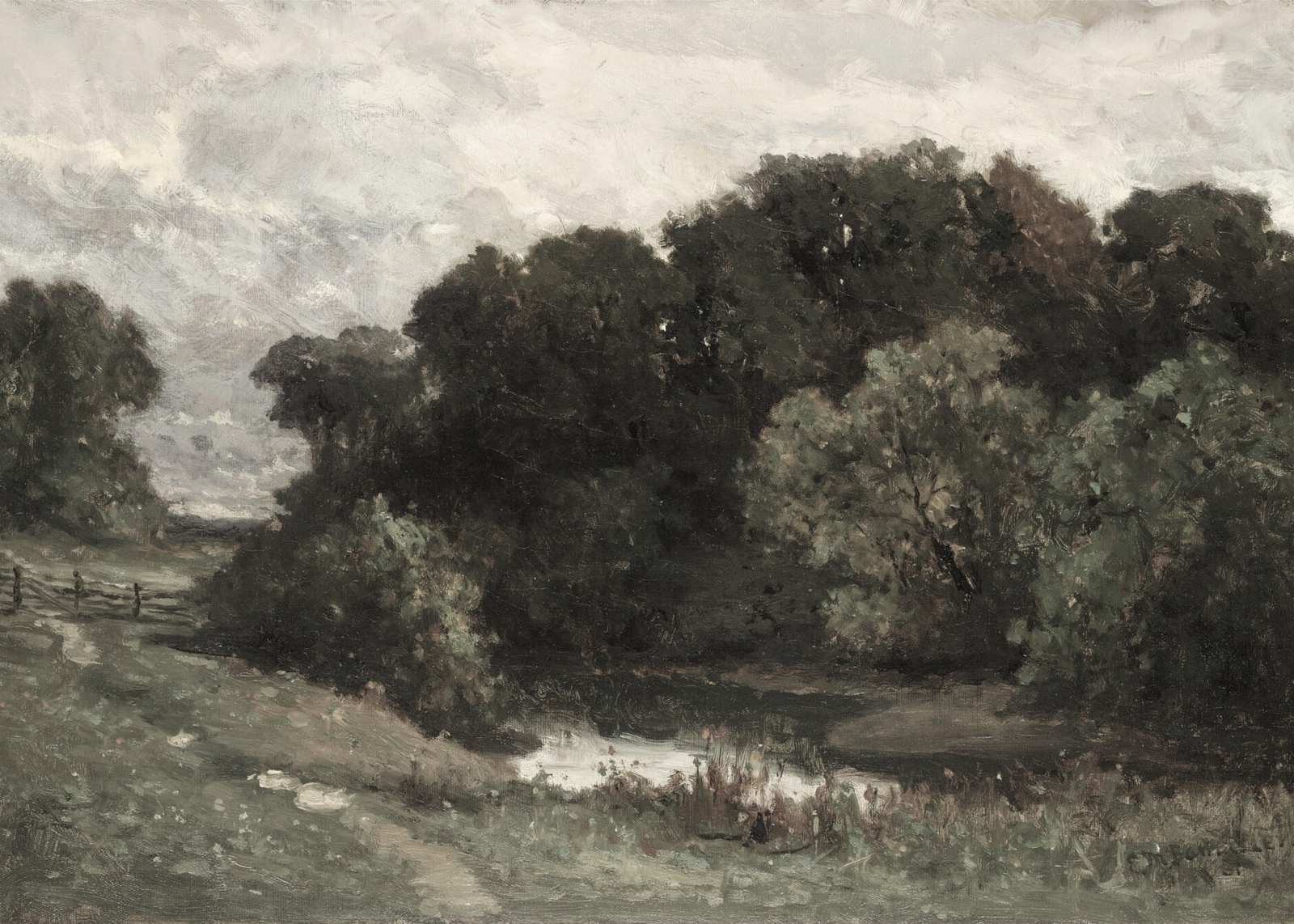 Serene Countryside Landscape Oil Painting Wall Art
