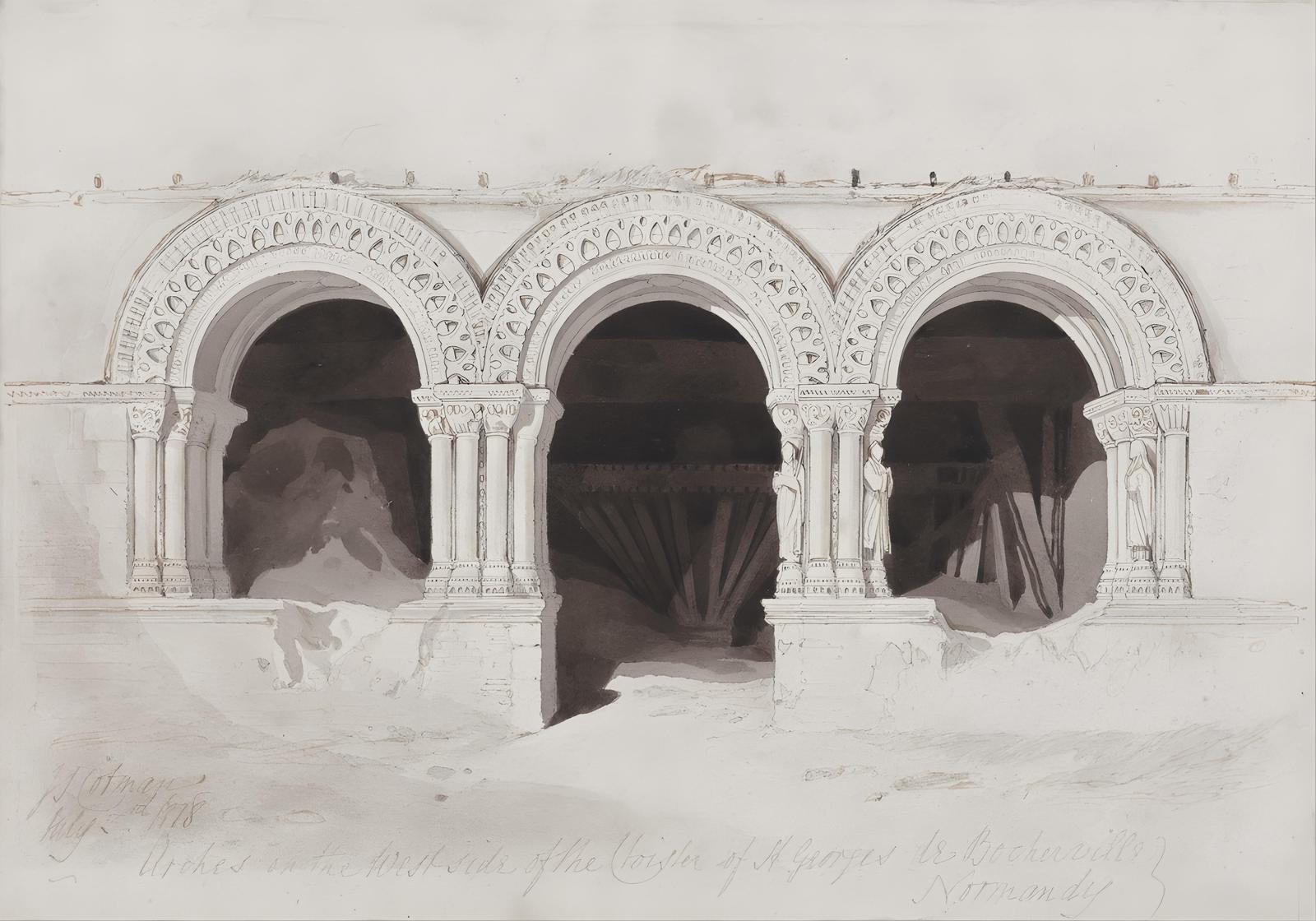 Historic Arches Normandy Watercolor Wall Art
