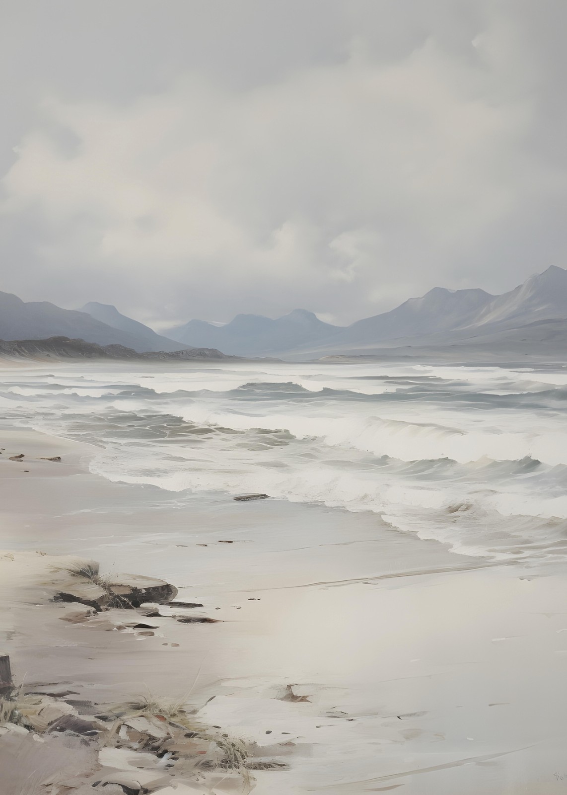 Misty Coastal Serenity Landscape Wall Art