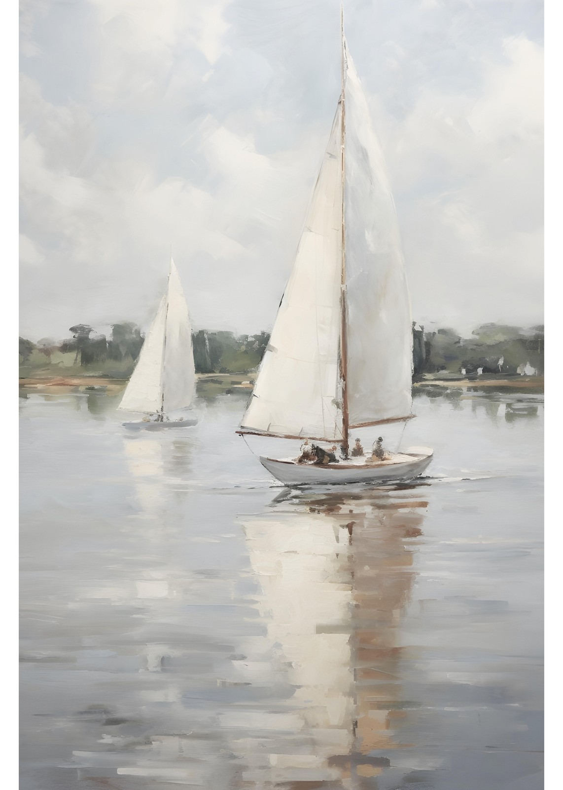 Serene Sailboats Coastal Scene Wall Art