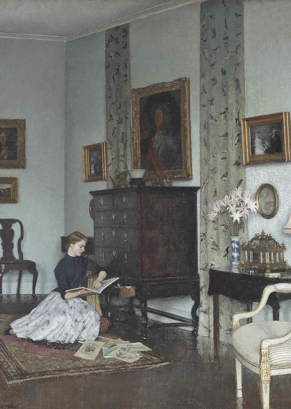 Serene Reading Woman Vintage Wall Art Wall Art
