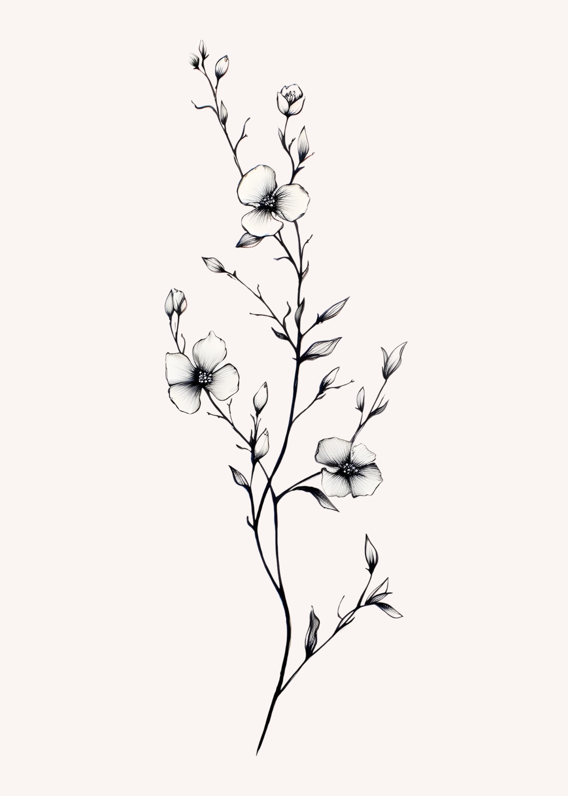 Elegant Floral Sketch Linen Wall Art