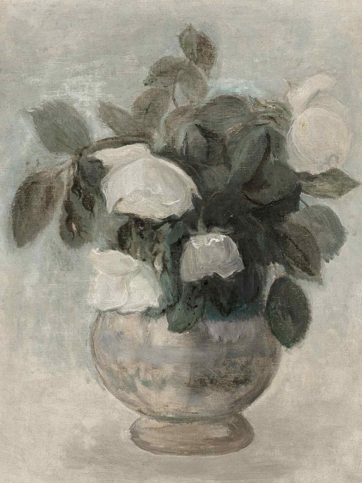 Vintage White Roses Still Life Wall Art